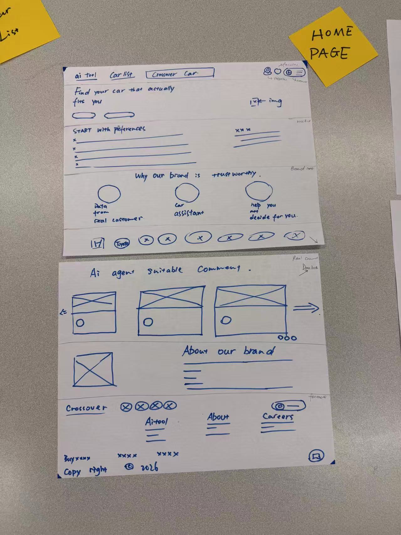 Early homepage wireframe